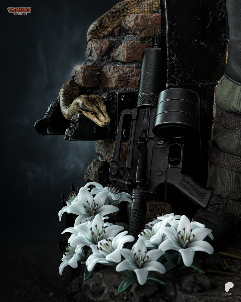 3D打印金属装备模型：大boss-狐妖造型|Tanuki Figures – Big Boss – Metal Gear – 3D Print Model