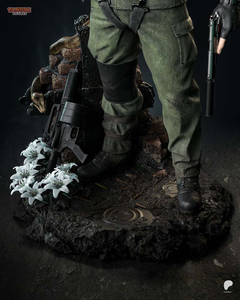 3D打印金属装备模型：大boss-狐妖造型|Tanuki Figures – Big Boss – Metal Gear – 3D Print Model