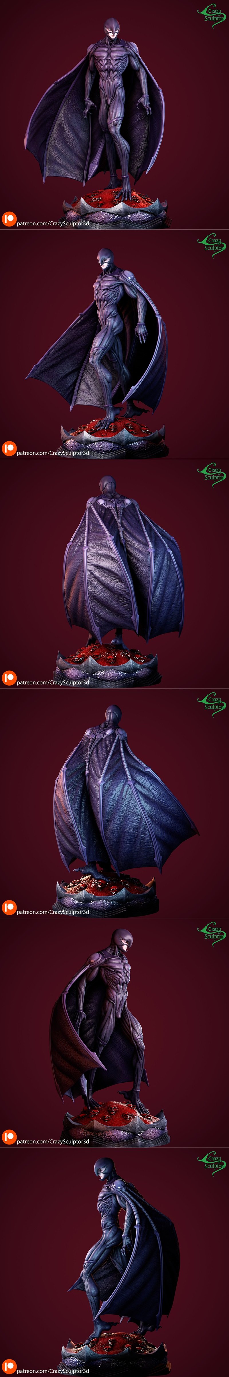 疯狂雕刻师——《剑风传奇》费姆托 3D打印模型|Crazy Sculptor – Femto from Berserk – 3D Print Model STL