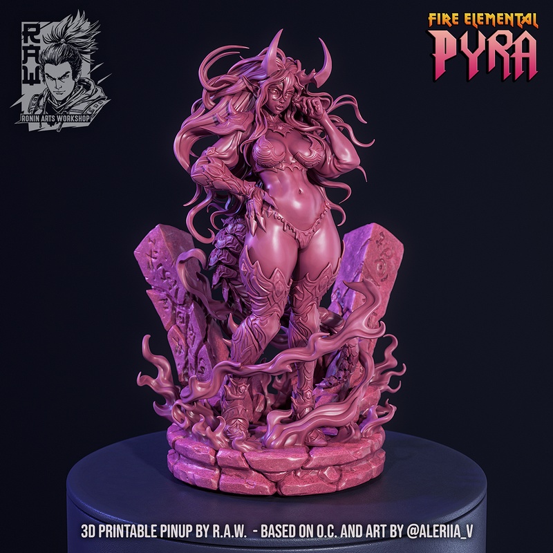 R.A.W.工作室 火元素帕雅 3D打印模型|R.A.W. Studio – Fire Elemental Pyra – 3D Print Model