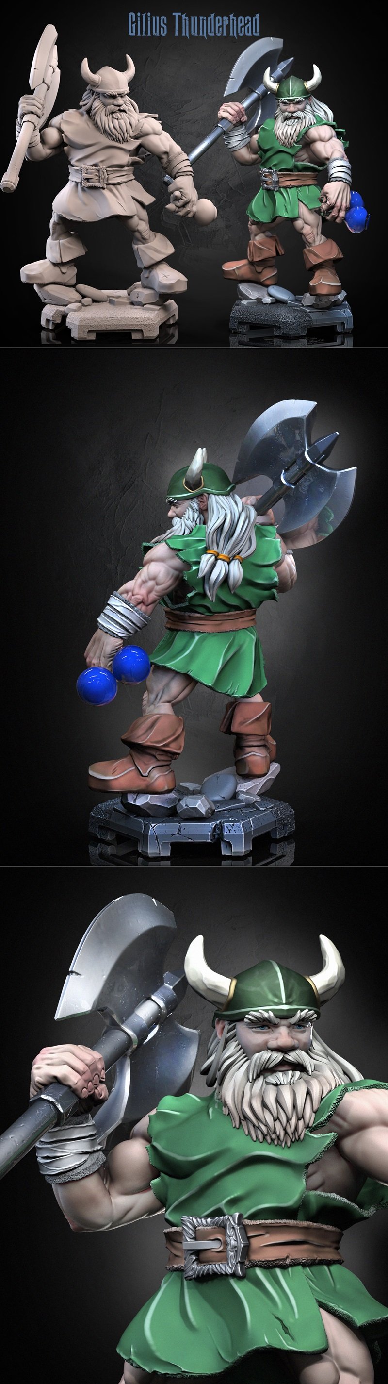 Dragun Studios - 吉利乌斯· thunderhead - 3D打印模型|Dragun Studios – Gilius Thunderhead – 3D Print Model STL