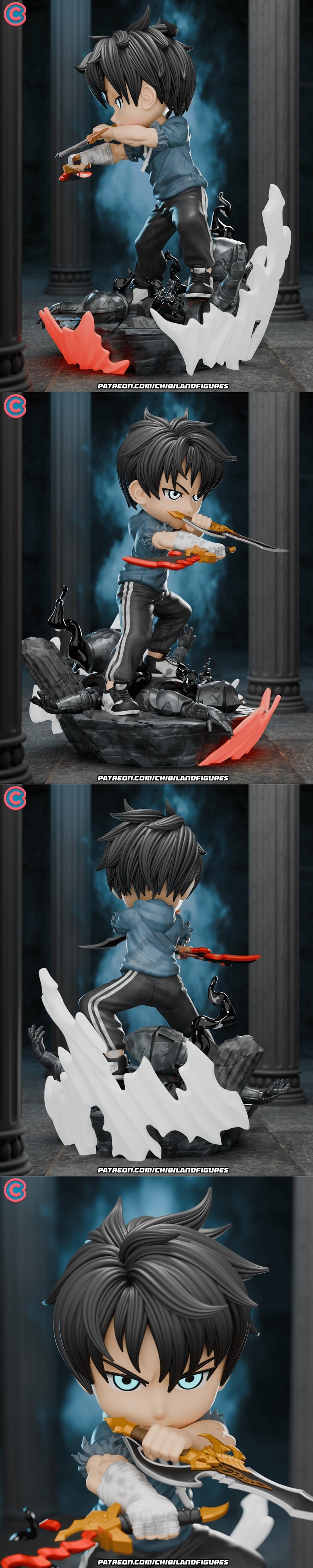 独孤求败3D打印模型——《剑灵》张俊昊迷你立牌|Chibi Land Figures – Sung Jin Woo Chibi – Solo Leveling – 3D Print Model STL