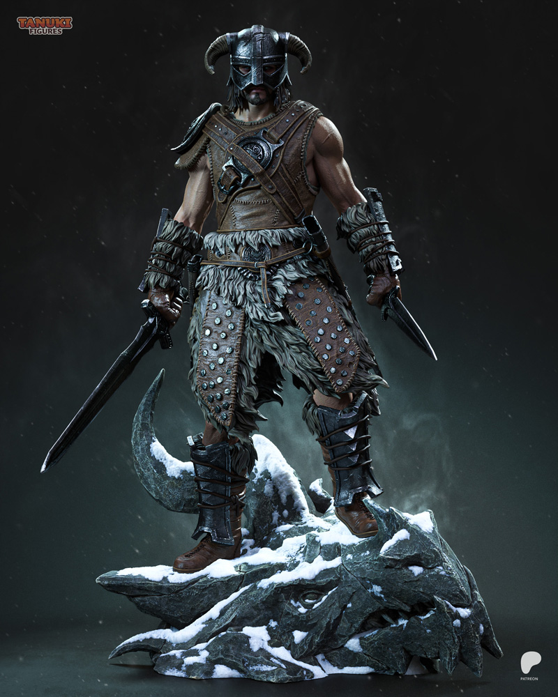 天空岛忍者模型——上古纪元3D打印雕塑|Tanuki Figures – Dovahkiin – Skyrim – 3D Print Model