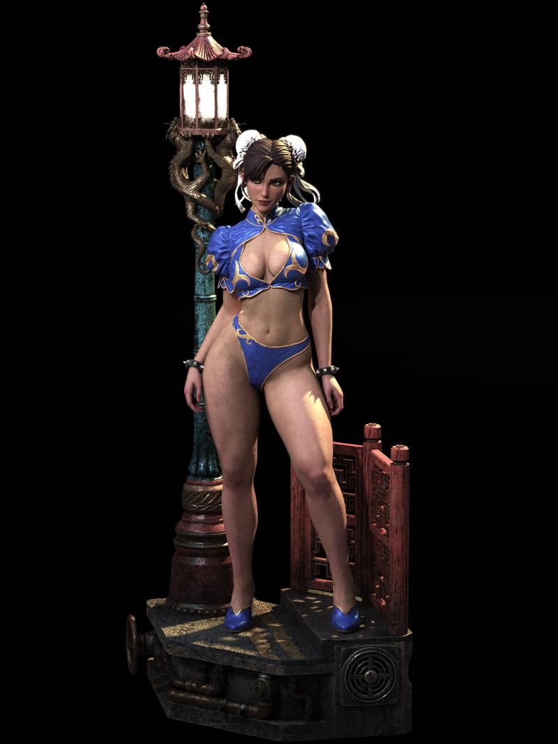 神龙工作室 - 银色战姬 - 巴哈姆特3D打印模型|God Link Studio – Chun-Li – 3D Print Model