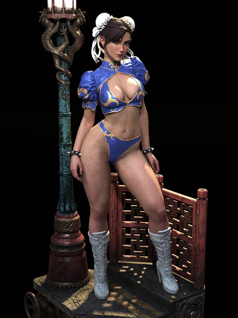 神龙工作室 - 银色战姬 - 巴哈姆特3D打印模型|God Link Studio – Chun-Li – 3D Print Model