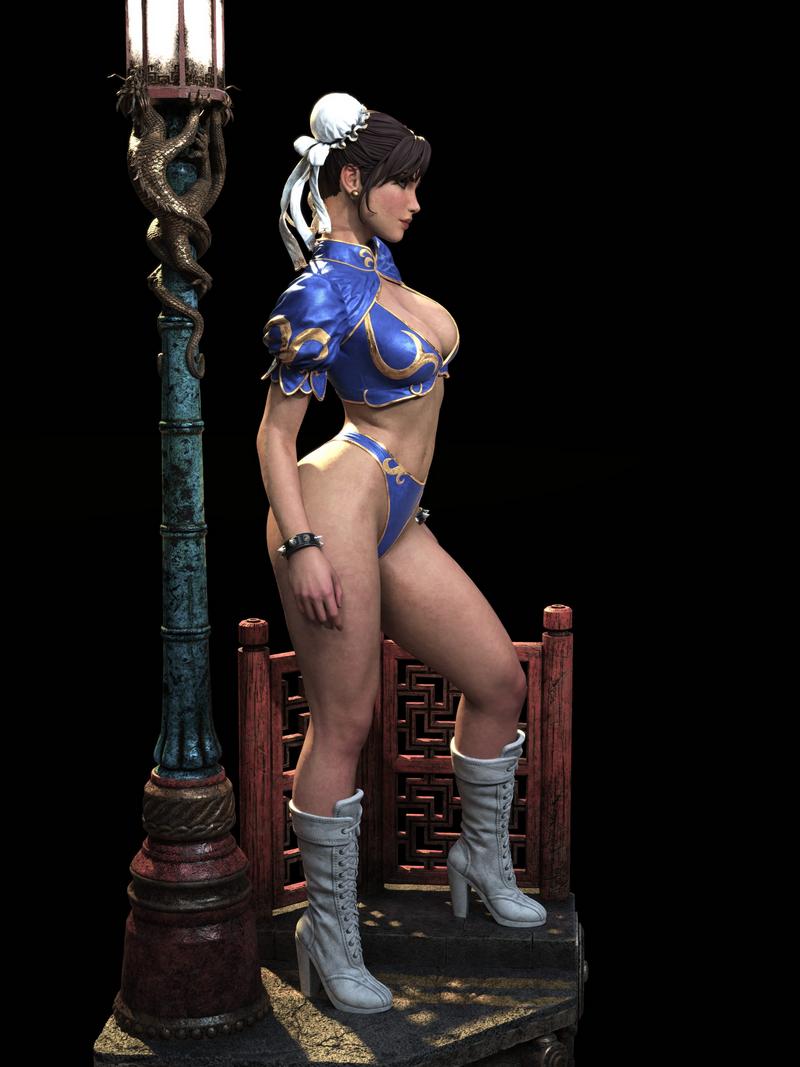神龙工作室 - 银色战姬 - 巴哈姆特3D打印模型|God Link Studio – Chun-Li – 3D Print Model