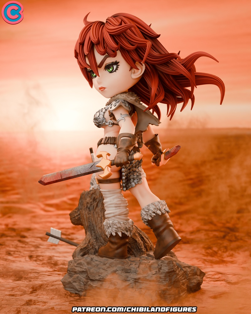 红 Sonja 3D打印迷你玩偶模型|Chibi Land Figures – Red Sonja Chibi – 3D Print Model