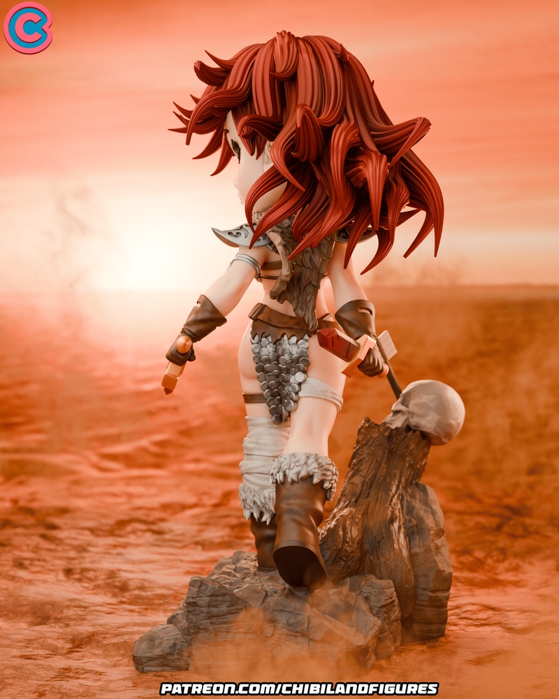 红 Sonja 3D打印迷你玩偶模型|Chibi Land Figures – Red Sonja Chibi – 3D Print Model