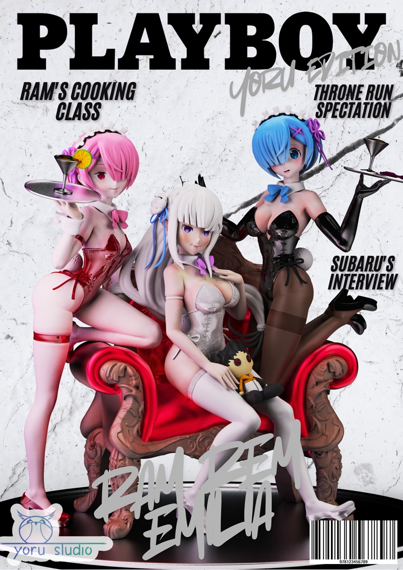 Yoru Studio – Rem, Emilia and Ram – Re Zero Diorama – 3D Print Model