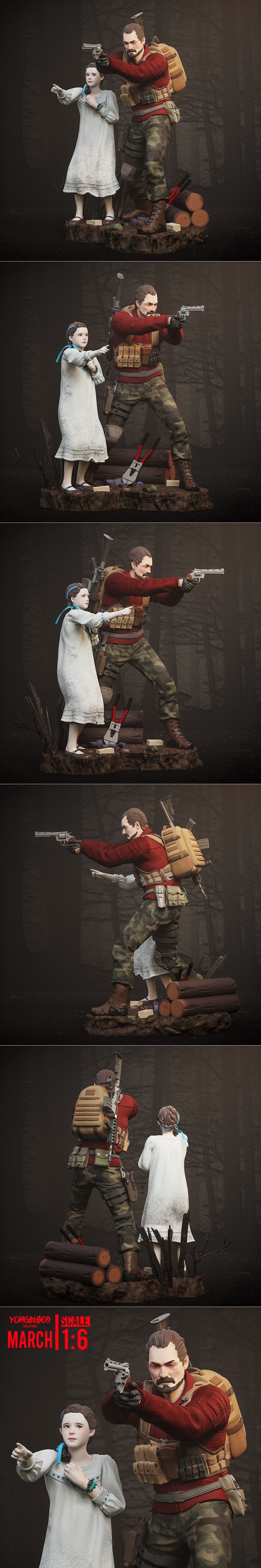 Yongblood Sculpture – Natalia Korda & Barry Burton – 3D Print Model STL