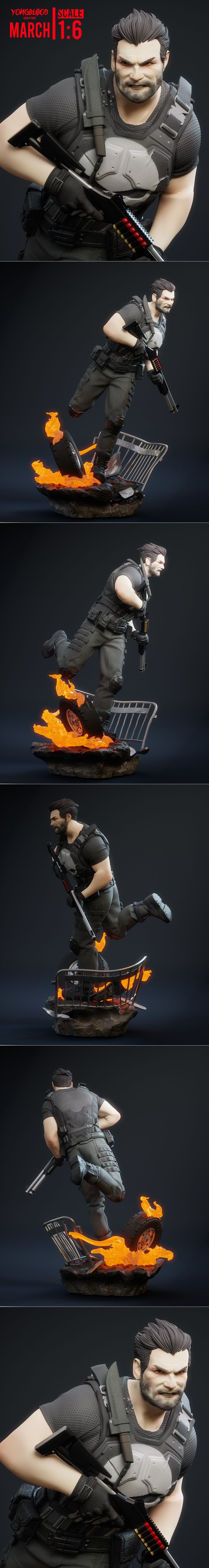 Yongblood Sculpture – The Punisher – 3D Print Model STL