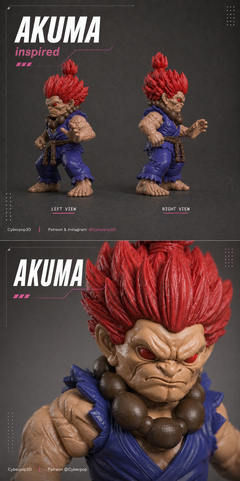 CyberPOP - 街头战士阿克马 3D打印模型|CyberPOP – Akuma Street Fighter – 3D Print Model STL