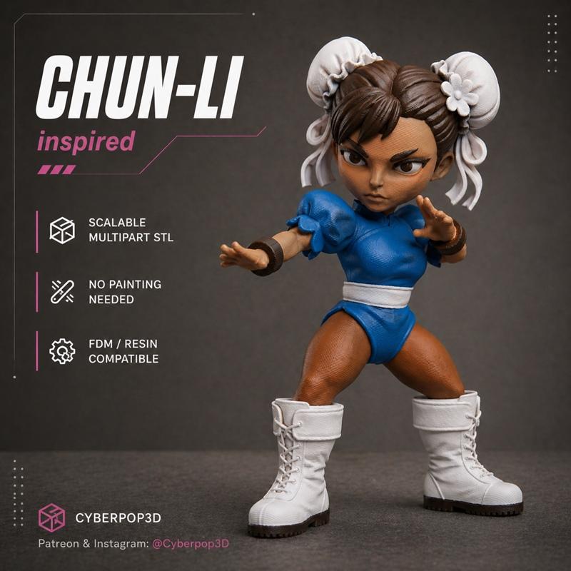 CyberPOP – Chun-Li Street Fighter – 3D Print Model STL