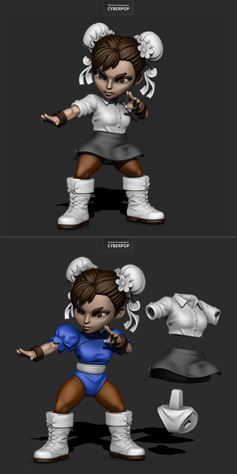 街机传奇：春丽3D打印模型|CyberPOP – Chun-Li Street Fighter – 3D Print Model STL