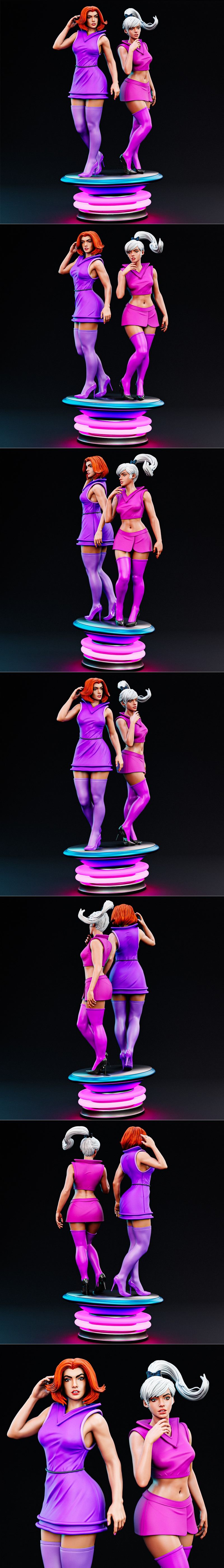 BrunoArt3D - 乔伊·杰特森与朱迪·杰特森 3D打印模型|BrunoArt3D – Jane Jetson and Judy Jetson – 3D Print Model STL