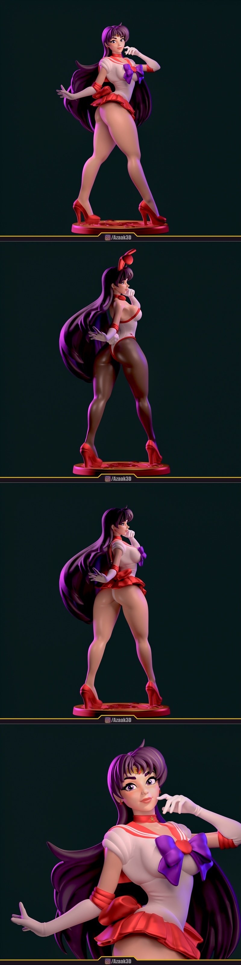 Azaak3D – Sailor Mars Pinup – Bunny Variant – 3D Print Model STL