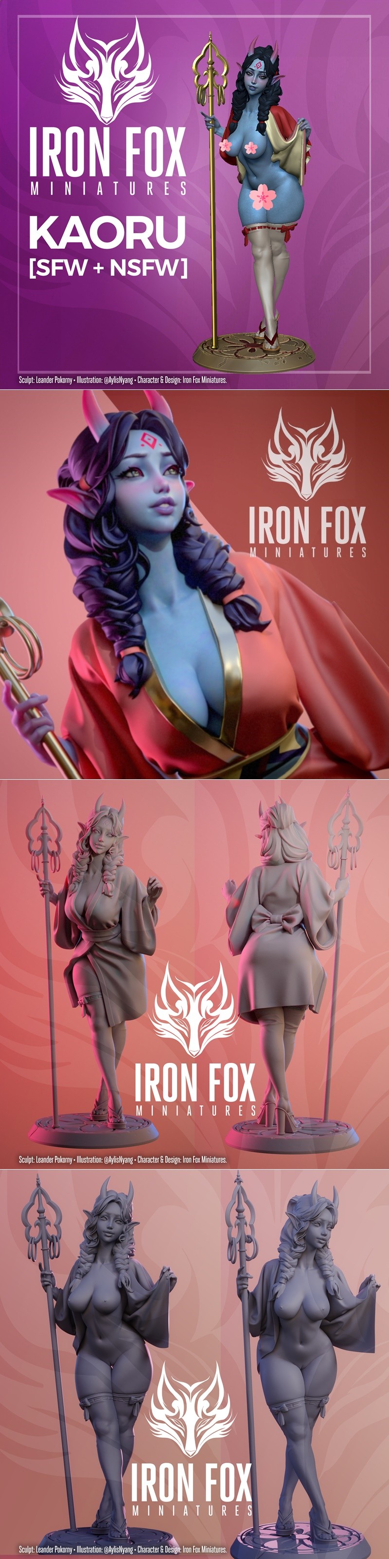 铁狐迷你模型 - 卡露尔风情插画 - 3D打印模型|Iron Fox Miniatures – Kaoru Pin-Up – 3D Print Model STL