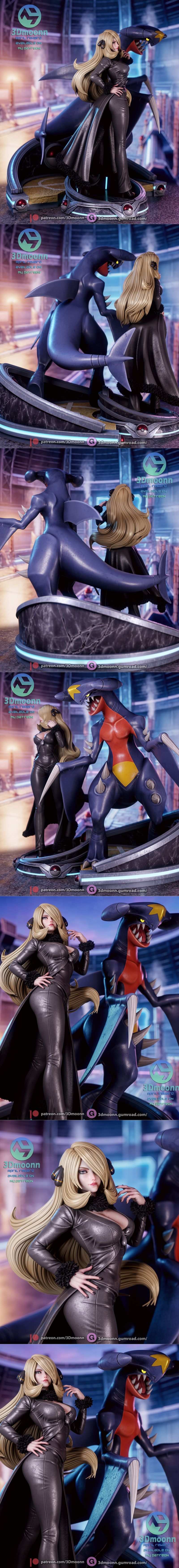 3D打印模型：宝可梦 Cynthia 3D打印模型|3Dmoonn – Cynthia – Pokemon – 3D Print Model STL