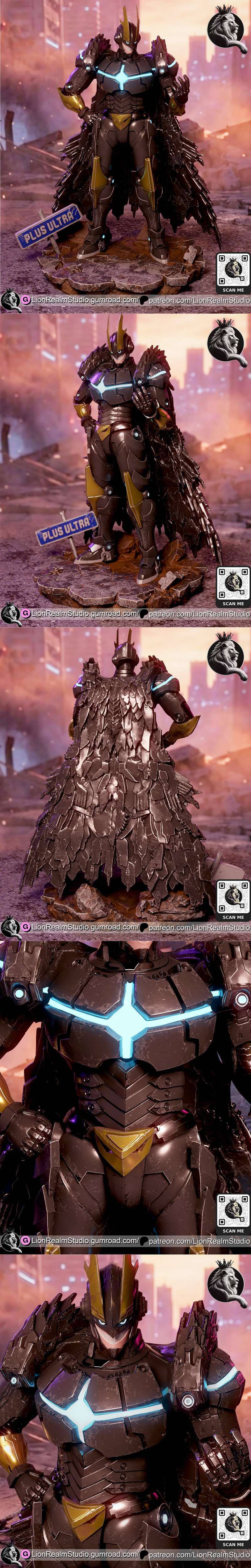 狮域工作室 - 无限剑侠 - 超级英雄装甲3D打印模型|LionRealm Studio – All Might Armored – My Hero Academima – 3D Print Model STL