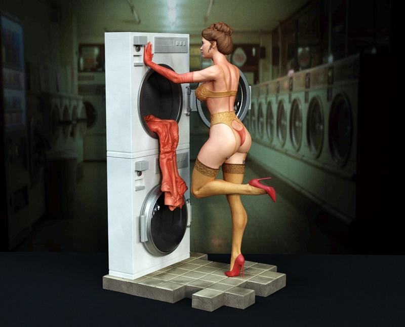 独家呈现——午夜洗衣店3D打印模型｜Pin-Up迪奥拉姆角色|Exclusive – Midnight Laundry – Pin-Up Diorama – 3D Print Model STL