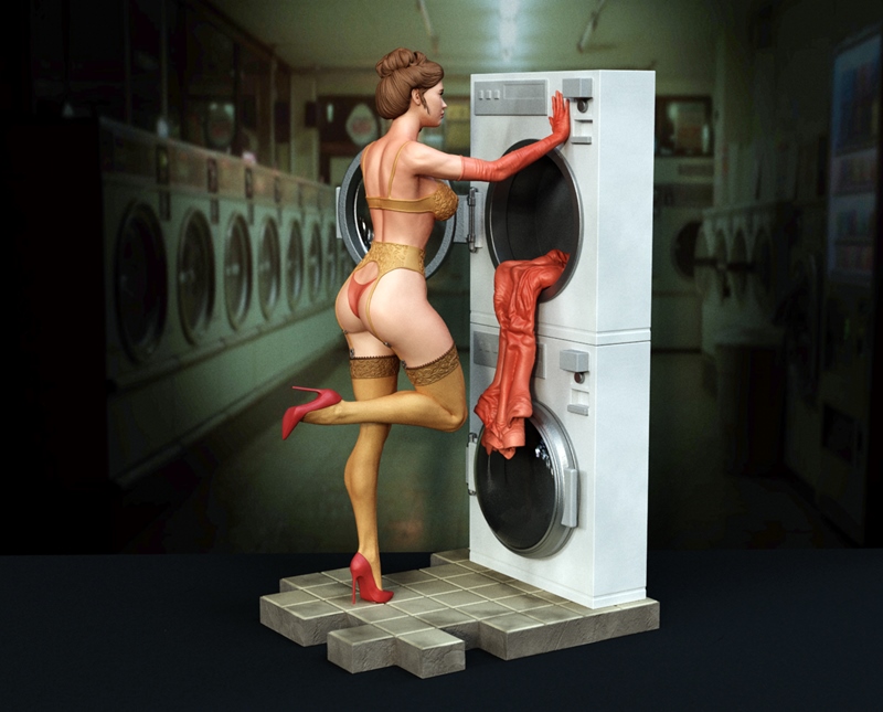 独家呈现——午夜洗衣店3D打印模型｜Pin-Up迪奥拉姆角色|Exclusive – Midnight Laundry – Pin-Up Diorama – 3D Print Model STL