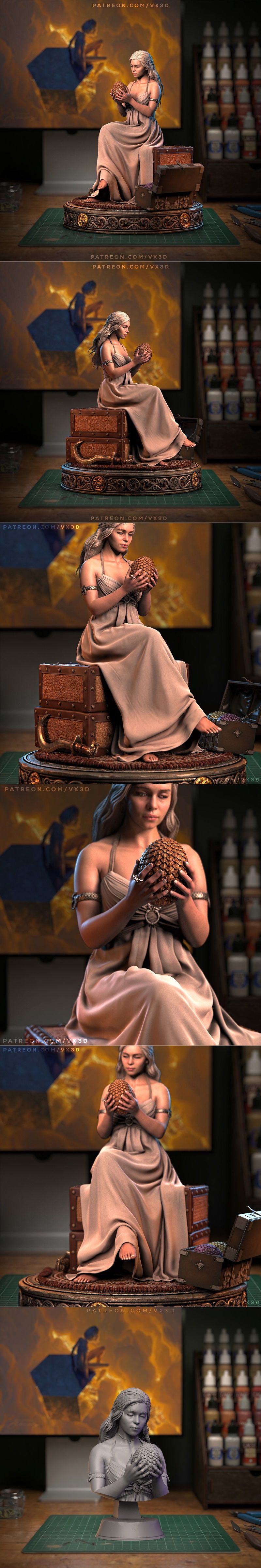 VX Labs - 魔戒之王 - 丹妮莉丝·坦格利安 3D打印模型|VX Labs – Daenerys Targaryen – 3D Print Model STL