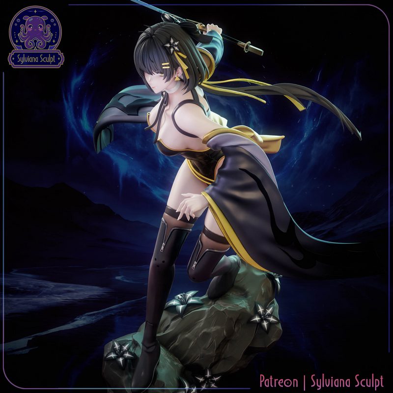 Sylviana雕塑模型——女性探测者WuWa 3D打印作品|Sylviana Sculpt – Female Rover – WuWa – 3D Print Model