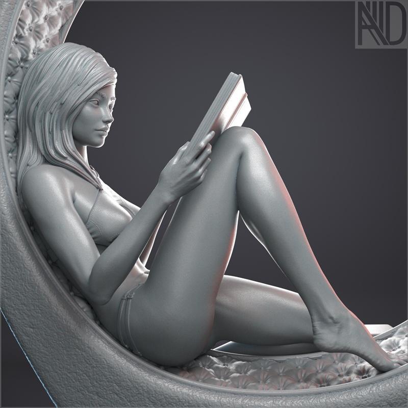 Aronon《女孩与书》3D打印模型|Aronon – Girl with Book 1 – 3D Print Model STL