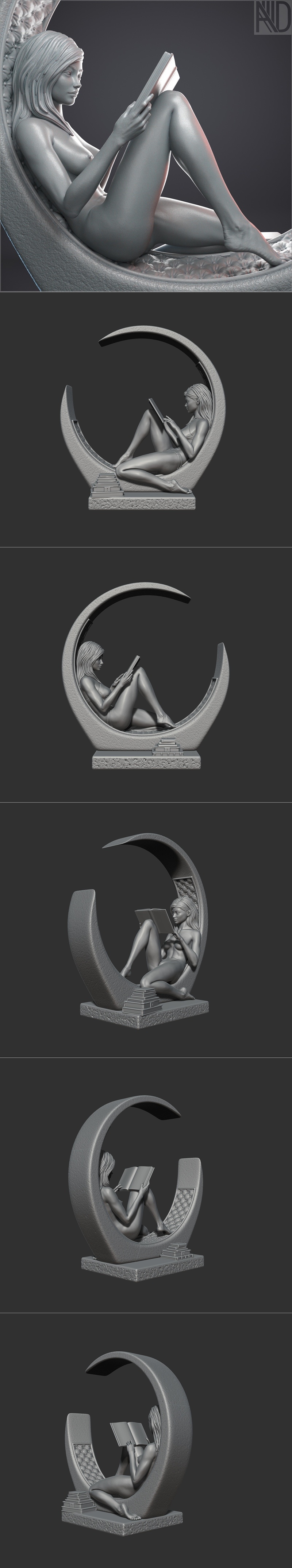 Aronon《女孩与书》3D打印模型|Aronon – Girl with Book 1 – 3D Print Model STL
