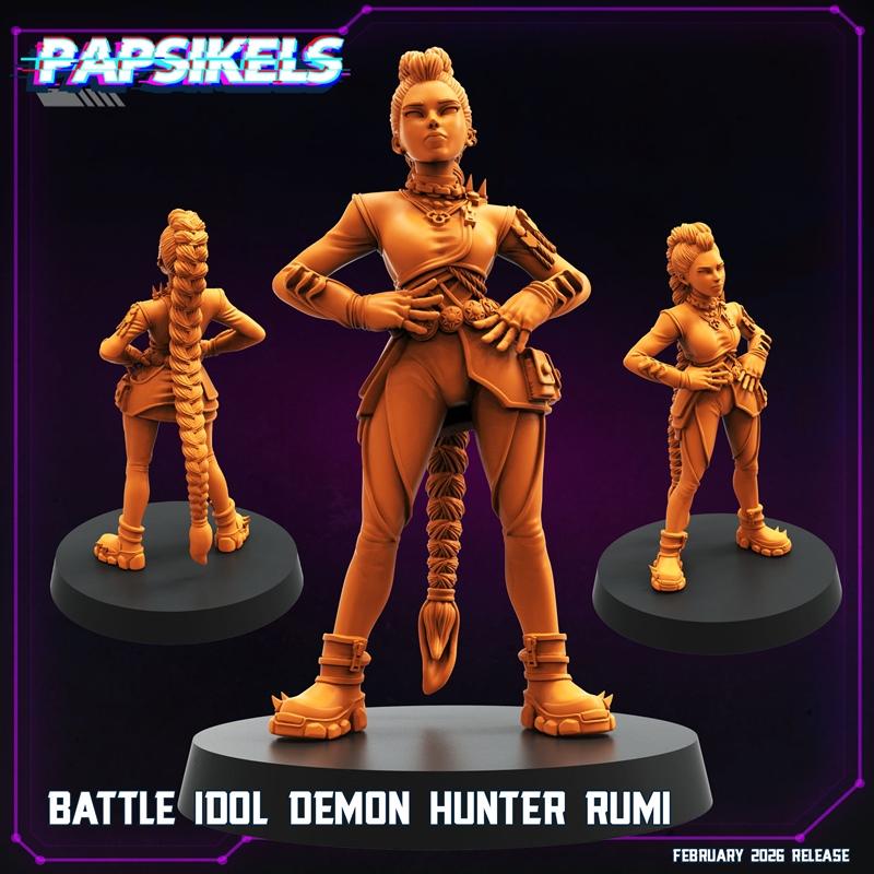Papsikels迷你模型——战斗偶像恶魔猎人露米3D打印版|Papsikels Miniatures – Battle Idol Demon Hunter Rumi – 3D Print Model STL
