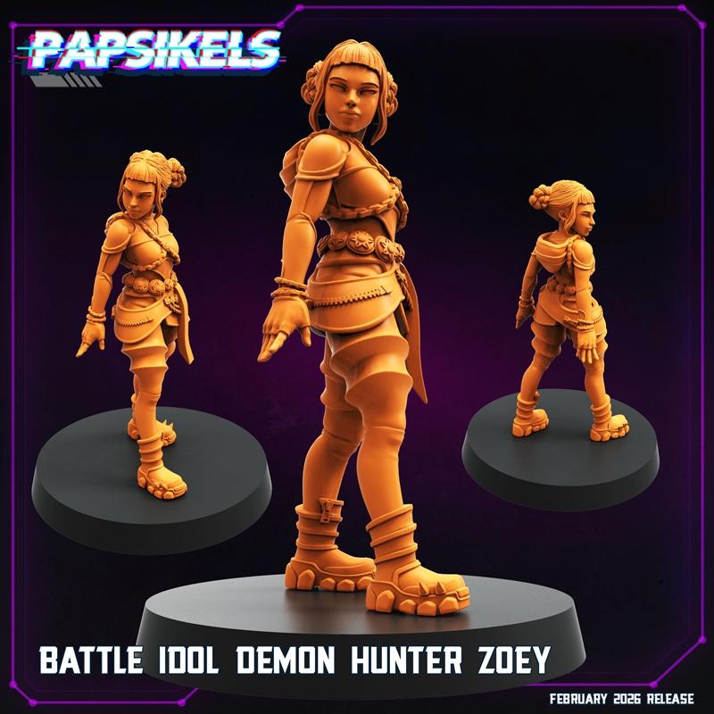 Papsikels迷你模型·战斗之神恶魔猎人佐伊·3D打印模型|Papsikels Miniatures – Battle Idol Demon Hunter Zoey – 3D Print Model STL