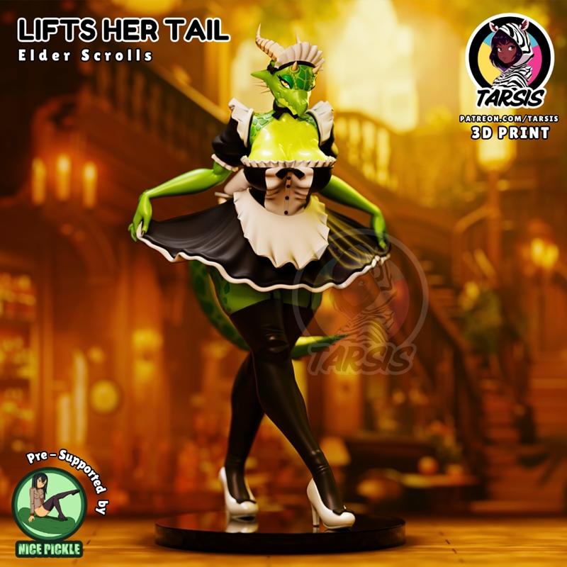3D打印模型：猫耳少女立姿造型|Lifts Her Tail – 3D Print Model STL