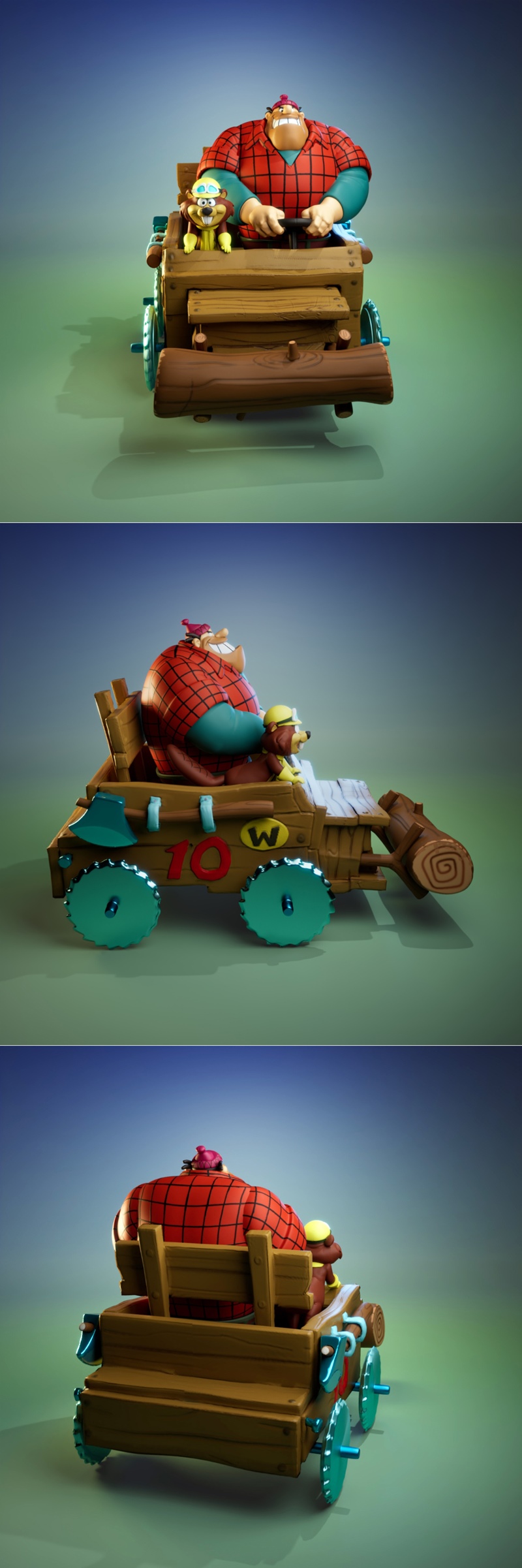 Rufus Ruffcut和Sawtooth——Buzzwagon 3D打印模型|Rufus Ruffcut and Sawtooth – The Buzzwagon – 3D Print Model STL