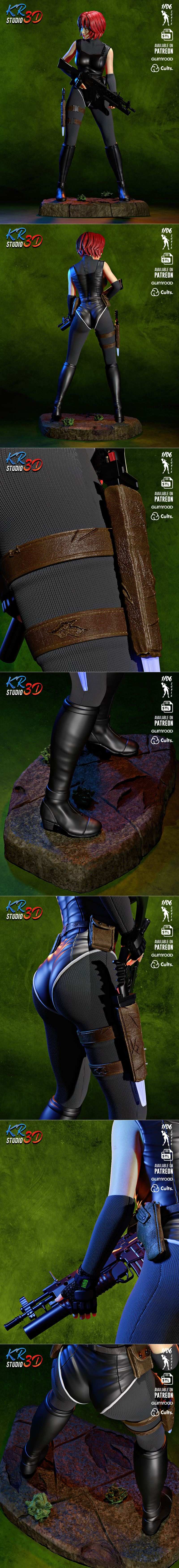 KR3D工作室-生化危机2-迪诺危机2角色3D打印模型|KR3D Studio – Regina – Dino Crisis 2 – 3D Print Model STL