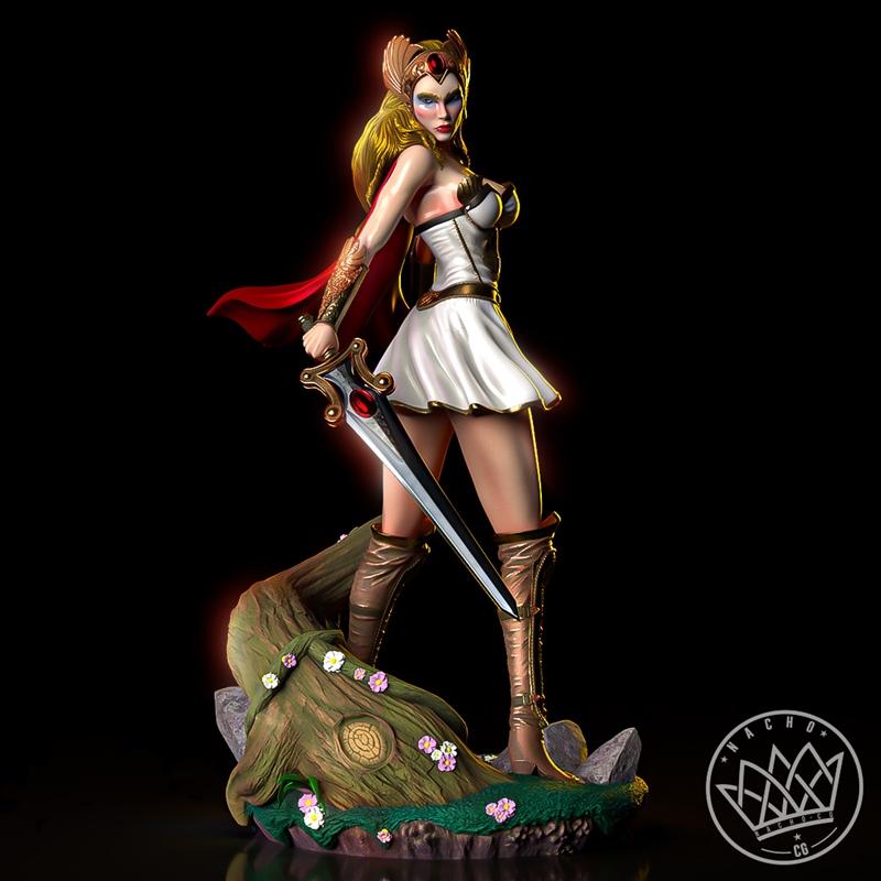 她娜公主·力量之巅 3D打印模型 STL|Nacho CG – Fan Art – She-ra Princess of Power Statue – 3D Print Model STL