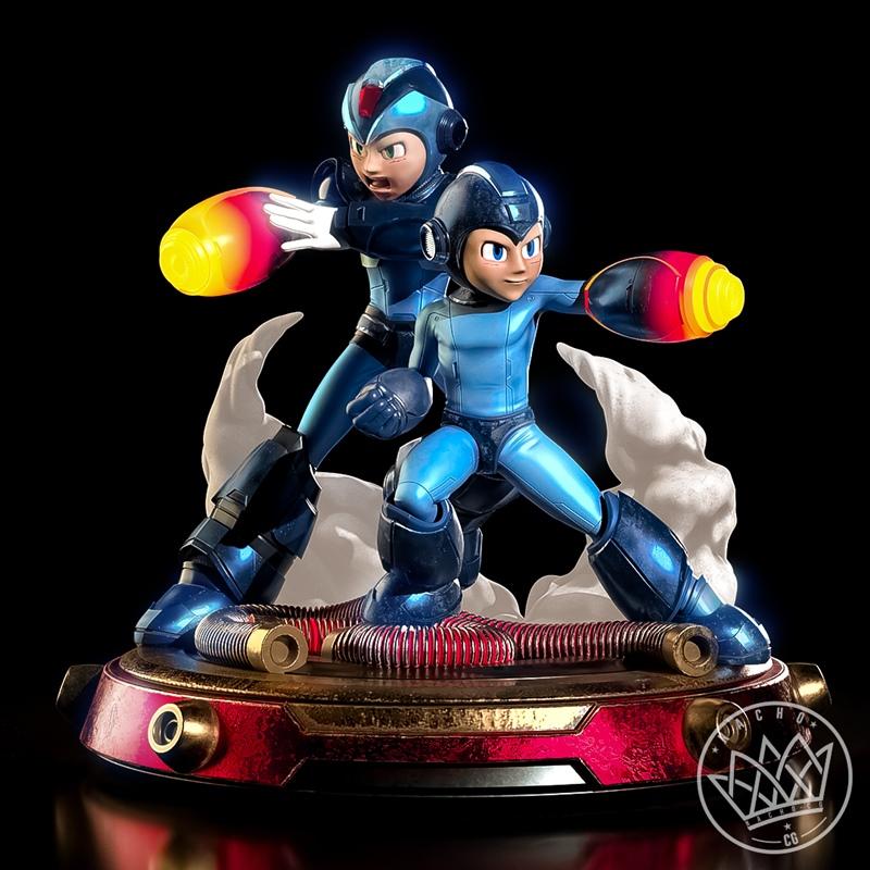 Nacho CG - 机械战士Mega Man - 3D打印立体模型|Nacho CG – Fan Art – Mega Man – Diorama version – 3D Print Model STL
