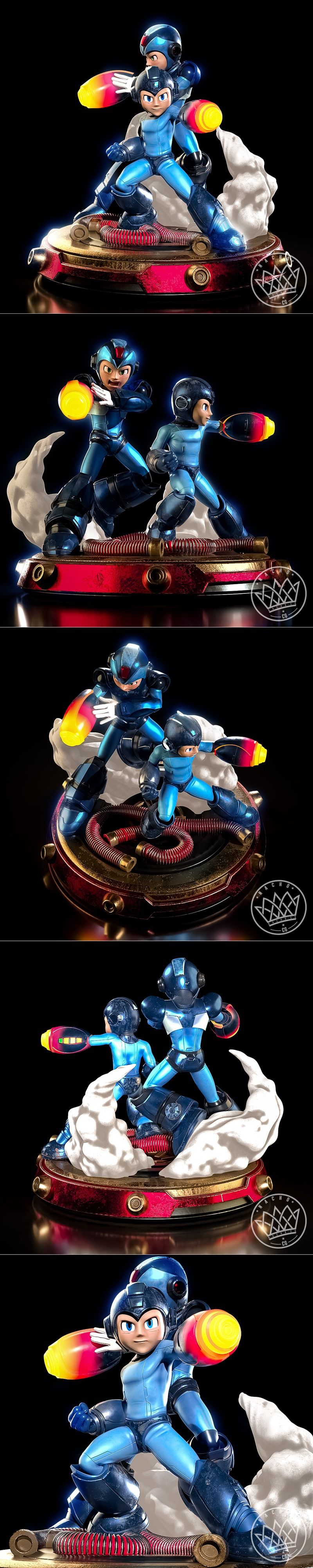 Nacho CG - 机械战士Mega Man - 3D打印立体模型|Nacho CG – Fan Art – Mega Man – Diorama version – 3D Print Model STL
