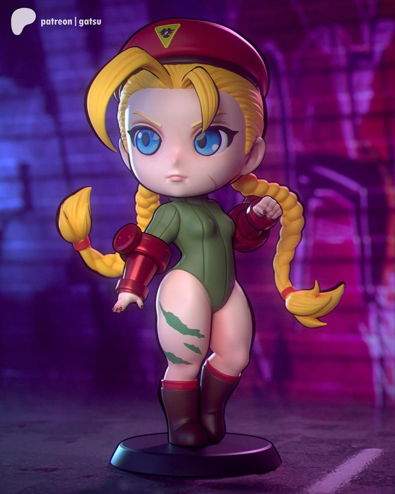Gatsu Studios - 出自动漫游戏的卡姆奇ibi 3D打印模型|Gatsu Studios – Cammy Chibi – 3D Print Model STL