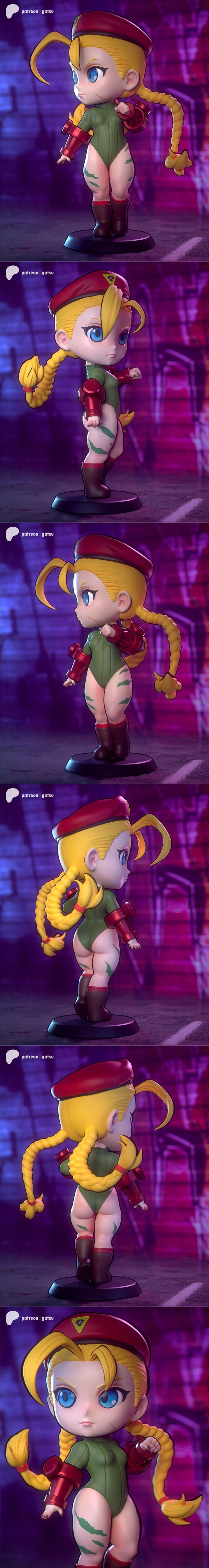 Gatsu Studios - 出自动漫游戏的卡姆奇ibi 3D打印模型|Gatsu Studios – Cammy Chibi – 3D Print Model STL