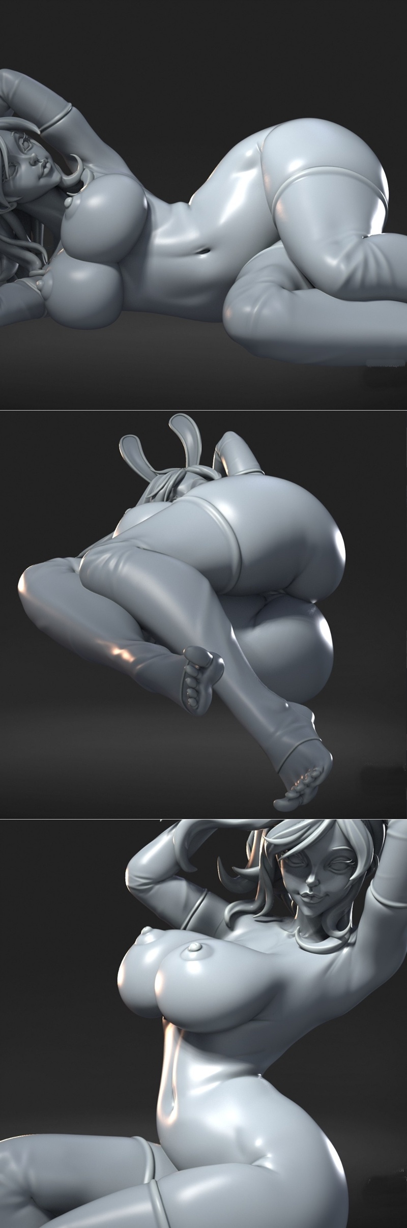 3D打印兔子少女模型|Lying Bunny Girl – 3D Print Model STL