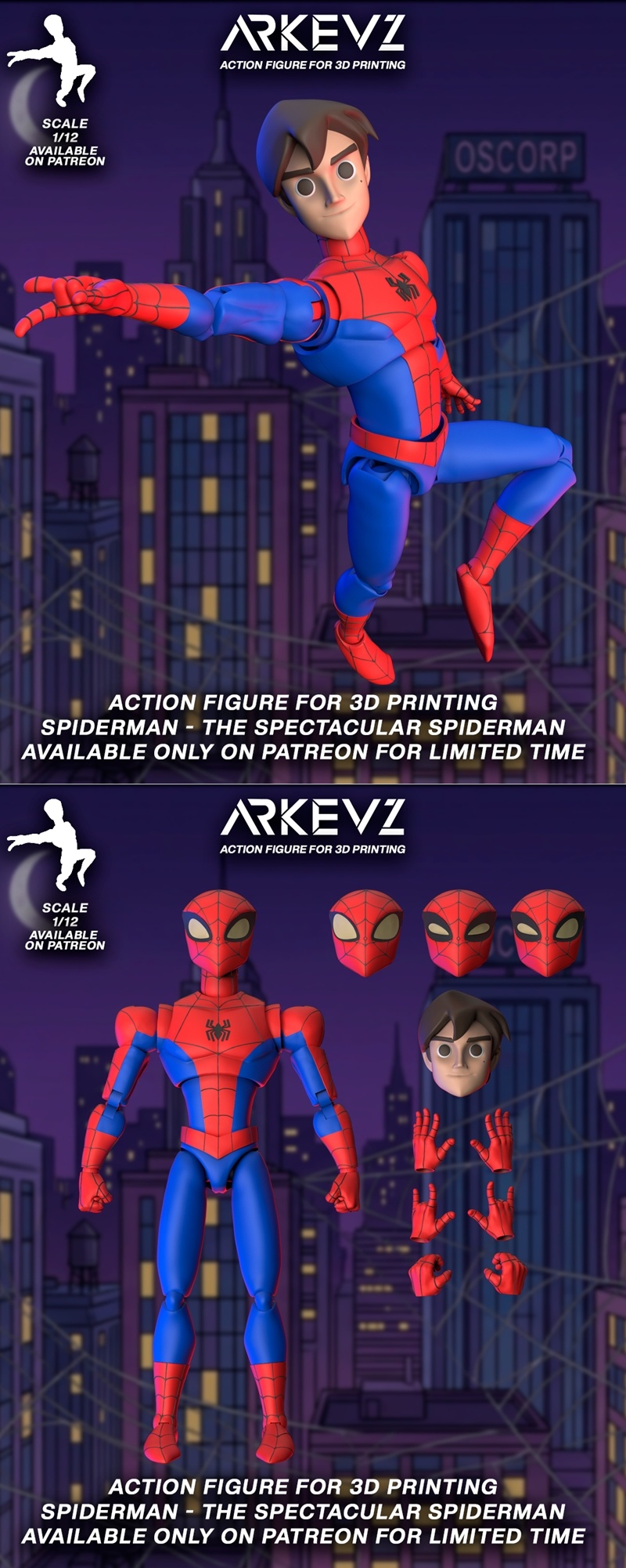 Arkevz 3D打印模型：蜘蛛侠立体造型|Arkevz – The Spectacular Spider-Man – 3D Print Model STL