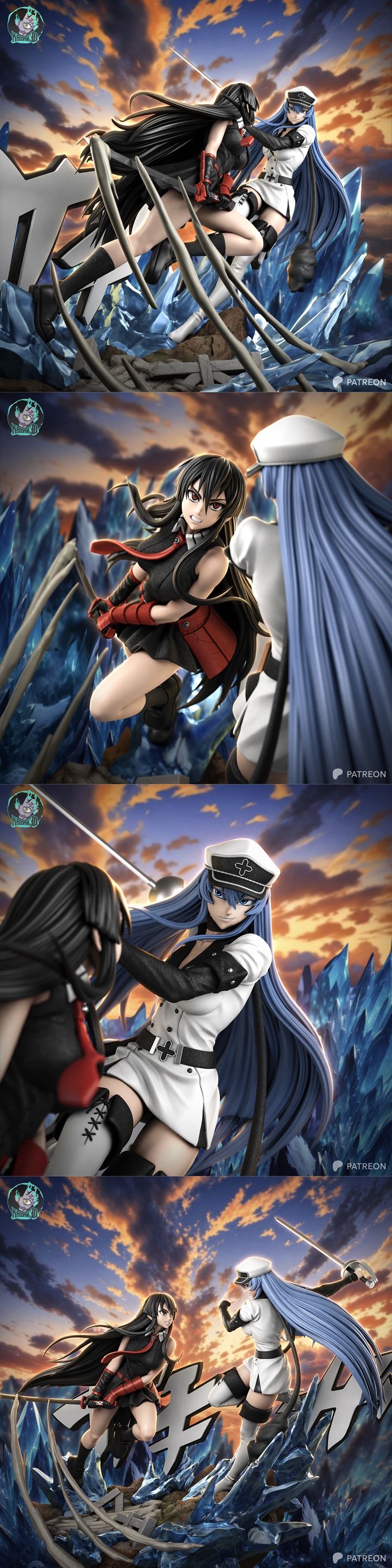 Akame与Esdeath 3D打印模型|Kaidan3D – Akame x Esdeath – 3D Print Model STL