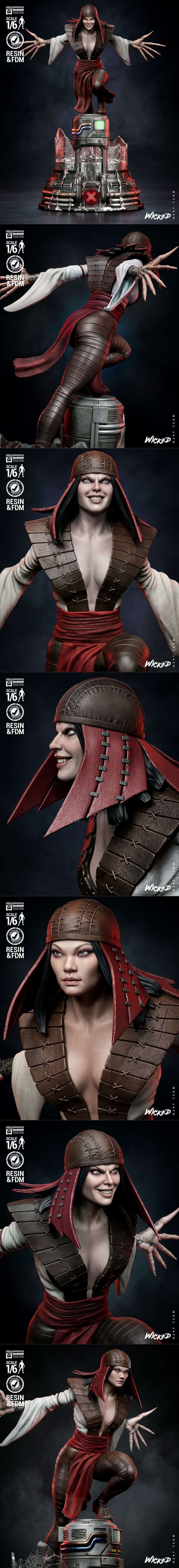 Wicked - 女死神雕像 - 3D打印模型|Wicked – Lady Deathstrike Sculpture – 3D Print Model STL