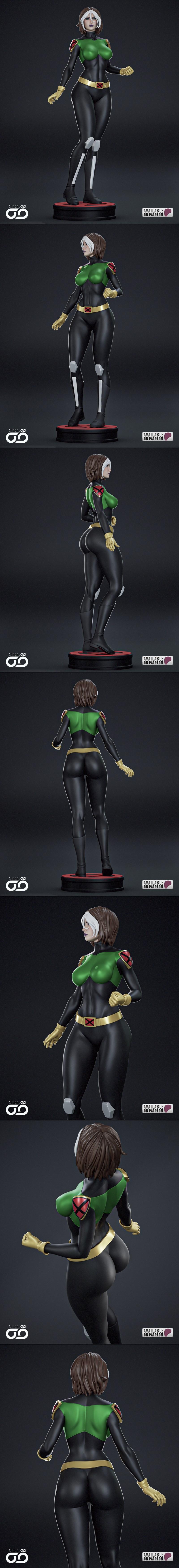 Shadaloo工作室 Rogue角色3D打印模型|Shadaloo Studios – Rogue – X Men Evolution – 3D Print Model STL