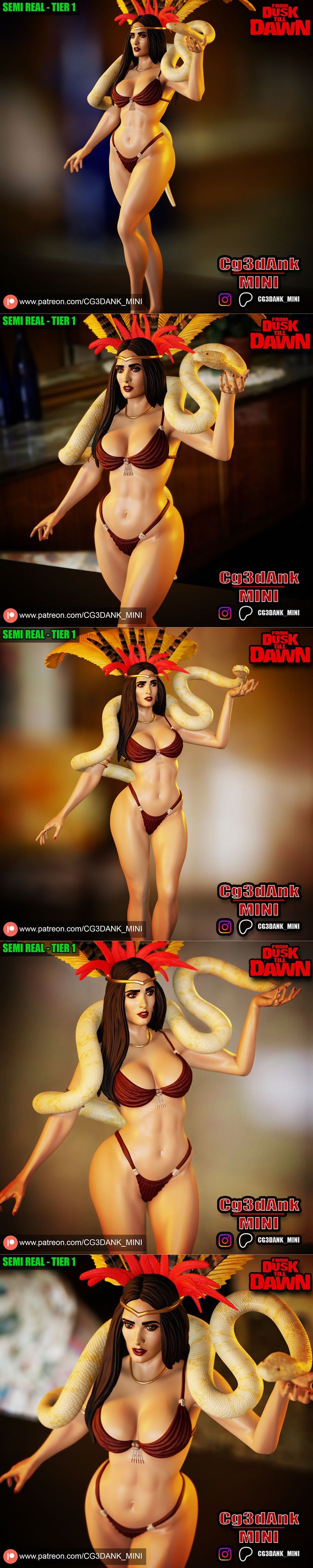Cg3dAnk迷你模型：从黄昏到黎明的圣安蒂科狂乱登场|Cg3dAnk Mini – Santanico Pandemonium (From Dusk Till Dawn) – 3D Print Model STL