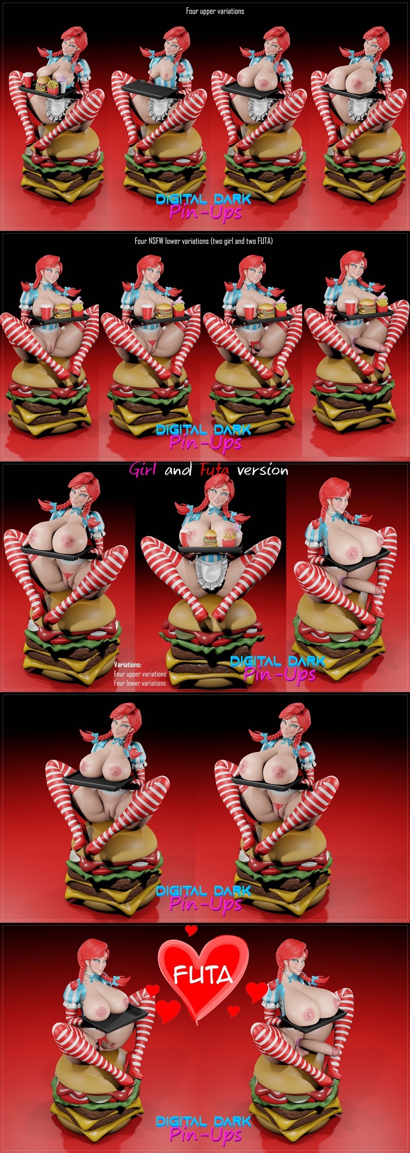 数字暗黑玩偶系列 - 温迪 - 3D打印模型|Digital Dark Pin-Ups – Wendy – 3D Print Model STL