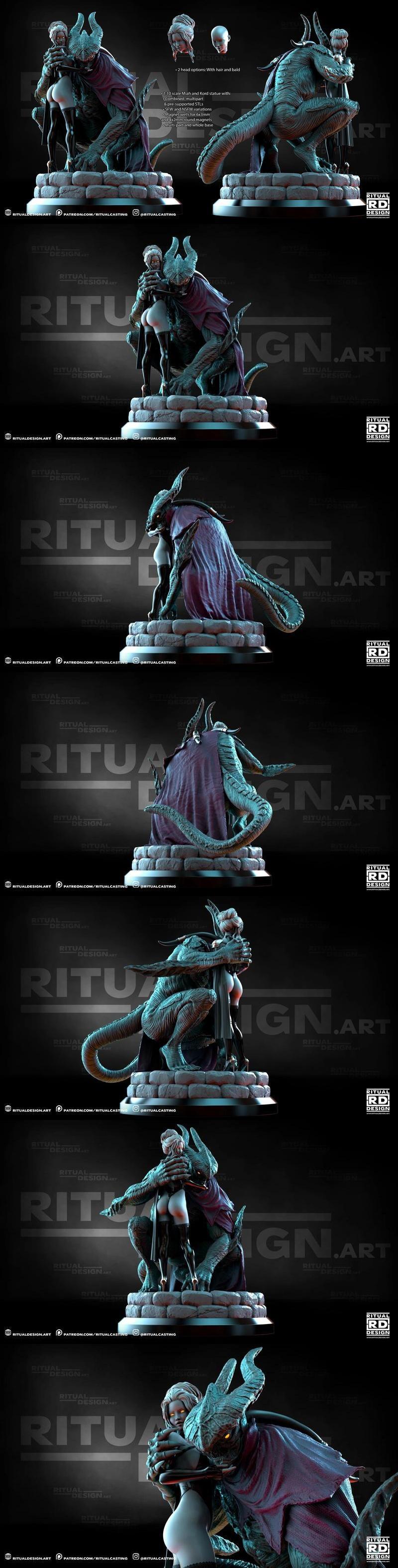 Ritual Design 3D打印模型：Miah与Kord角色雕塑|Ritual Design – Miah and Kord – 3D Print Model STL