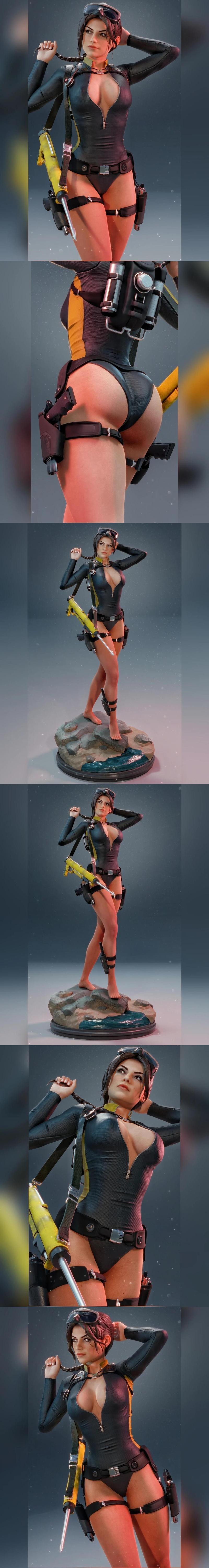 MCM3D - 女神异世界 - 莉拉·克罗夫特 3D打印模型|MCM3D – Lara Croft – 3D Print Model STL