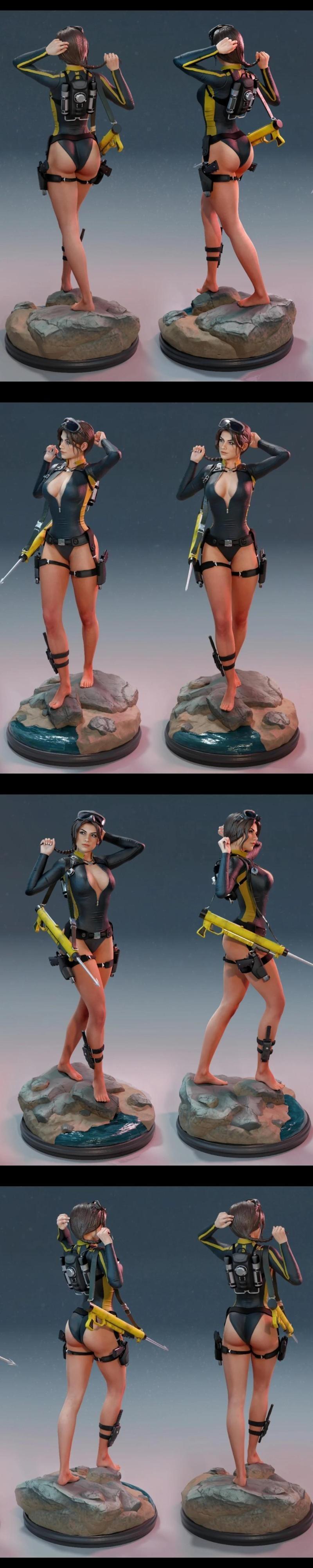 MCM3D - 女神异世界 - 莉拉·克罗夫特 3D打印模型|MCM3D – Lara Croft – 3D Print Model STL