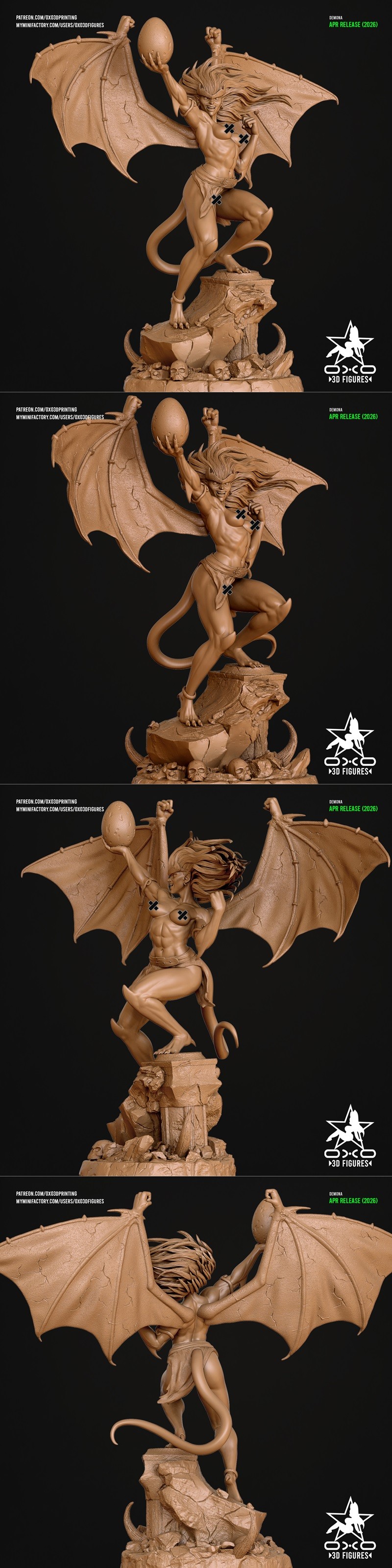 OXO3D 3D打印模型：Demona恶魔女郎造型|OXO3D – Demona NSFW Version – 3D Print Model STL